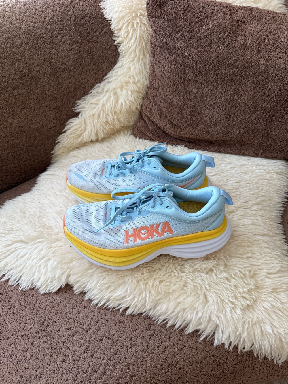 Hoka Bondi 8 Sneakers in the Summer Song / Country Air colorway